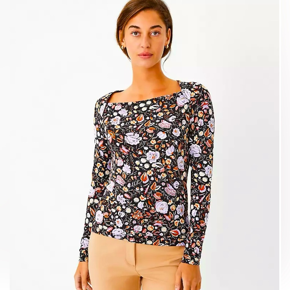 Ann Taylor Floral Envelopes Neck Top